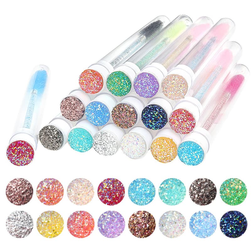 Wholesale Foreign Trade Pipe Mounted Drill Mascara Brush Crystal Rod Mascara Comb Portable Multi-Color Diamond Transparent Mascara Brush