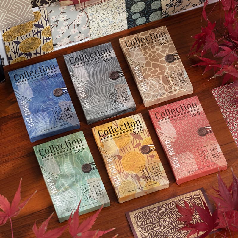 YuXian Textured Paper - Time Warmth Series, Retro Artistic Journal Decorative Base Paper, 60 Sheets in 6 Designs
