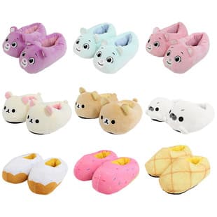 Korean Style Cute Bear Donut Full Wrap Plush Slippers, Autumn Winter Home Bread Floor Slippers, Girls Cotton Slippers, Wholesale