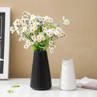 Ceramic Black and White Vase for Dried Flowers, Simple and Creative Water Cultivation, Modern Chinese Style Living Room Dining Table Home Decorative Ornament
