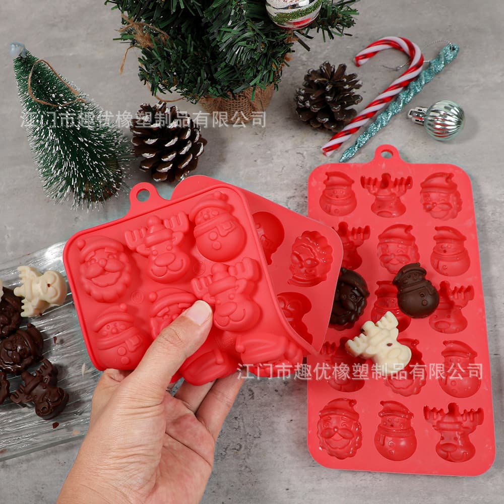 FCM Certified Silicone Christmas Chocolate Mold 15 Cavities High Temperature Resistant Easy Release Soft Silicone Candy Mold Handmade Candy