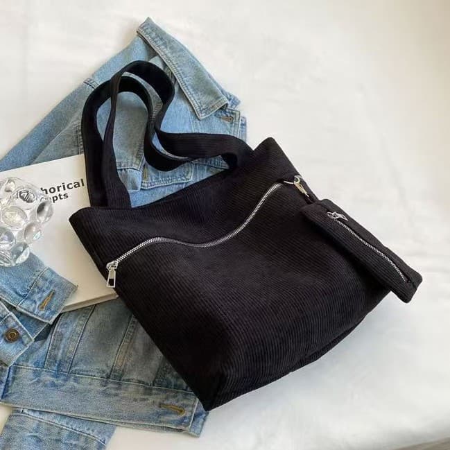 Large-Capacity Bag for Women, Autumn and Winter 2026 New Model, Corduroy Tote Bag for College Students, Hand-Carry Commuter Shoulder Bag