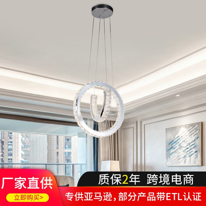 LED Crystal Chandelier Modern Minimalist Stainless Steel Hotel Lobby Crystal Light Duplex Luxury Crystal Light
