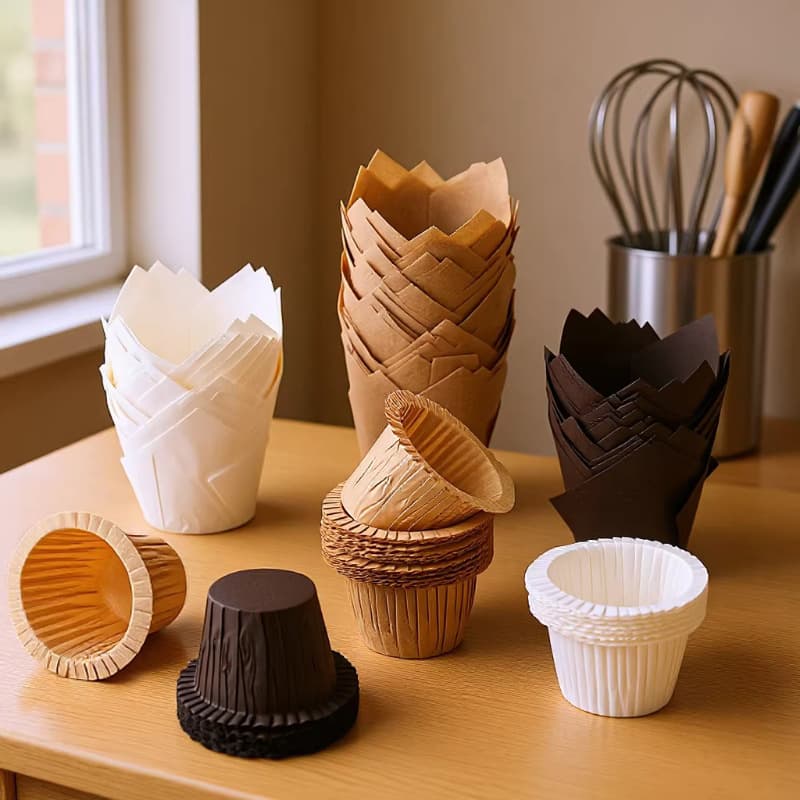 Tulip Paper Cupcake Liners Muffin Cups Baking Cups Oven Safe High Temperature Greaseproof Cupcake Wrappers Wholesale
