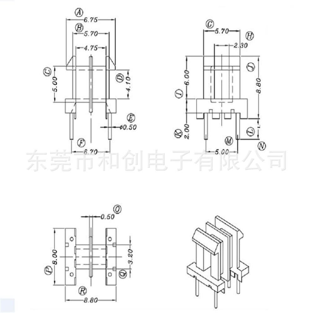 EE8.3 Transformer Frame EE8 Bakelite Frame EE8.3 Double Slot Horizontal Frame BOBBIN 2+2