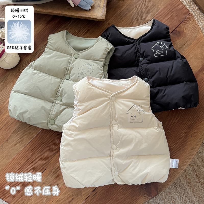 Boys' Down Vest Autumn/Winter Boys' Waistcoat Down Jacket Vest Infant Thickened Warm Outerwear Class A