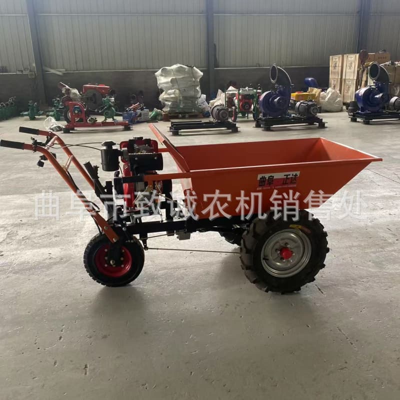 Small self-dumping gasoline trolley, farm transportation of manure and feed, farmland construction cargo trolley