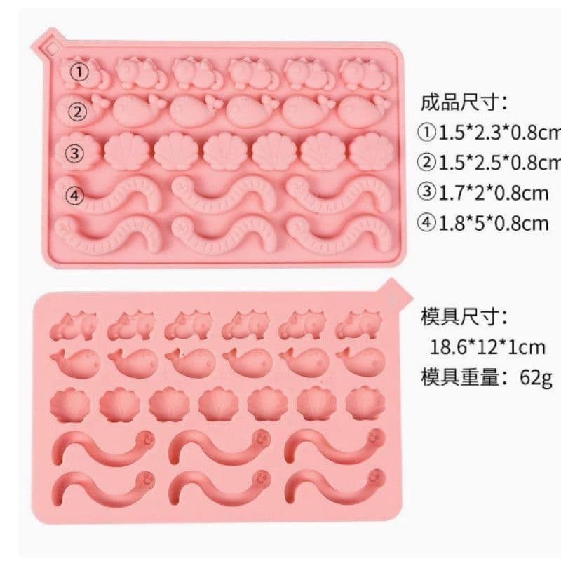 In Stock Homemade Candy Lotus Root Powder QQ Fruit Gummy Mold Cartoon Animal Chocolate Resin Silicone Mold
