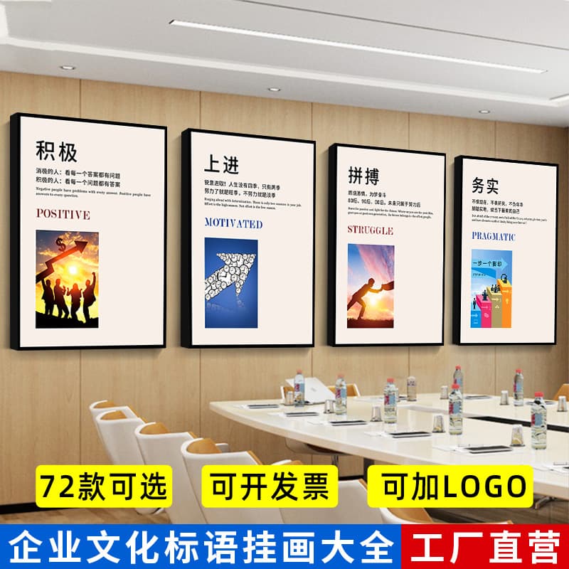 Office Decorative Painting Corporate Culture Background Wall Hanging Painting Mural Company Layout Creative Motivational Calligraphy and Painting