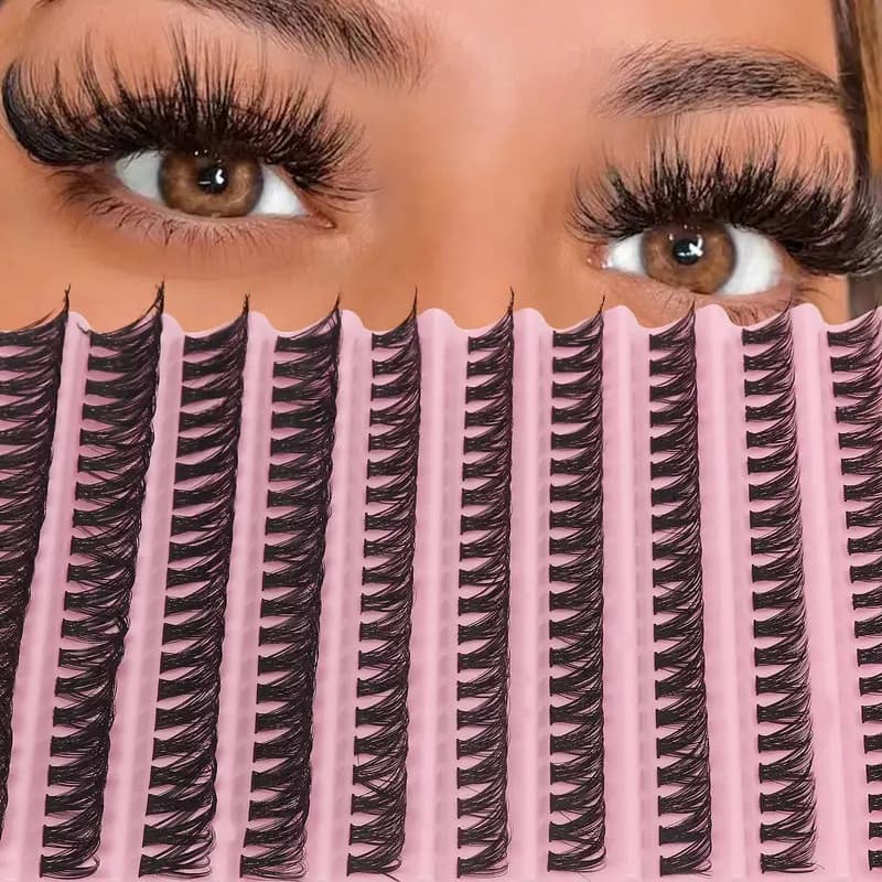 Large Capacity 10-Row Hot Melt Segmented False Eyelashes, Thick and Fluffy European and American Style Eyelashes, Thick False Eyelashes