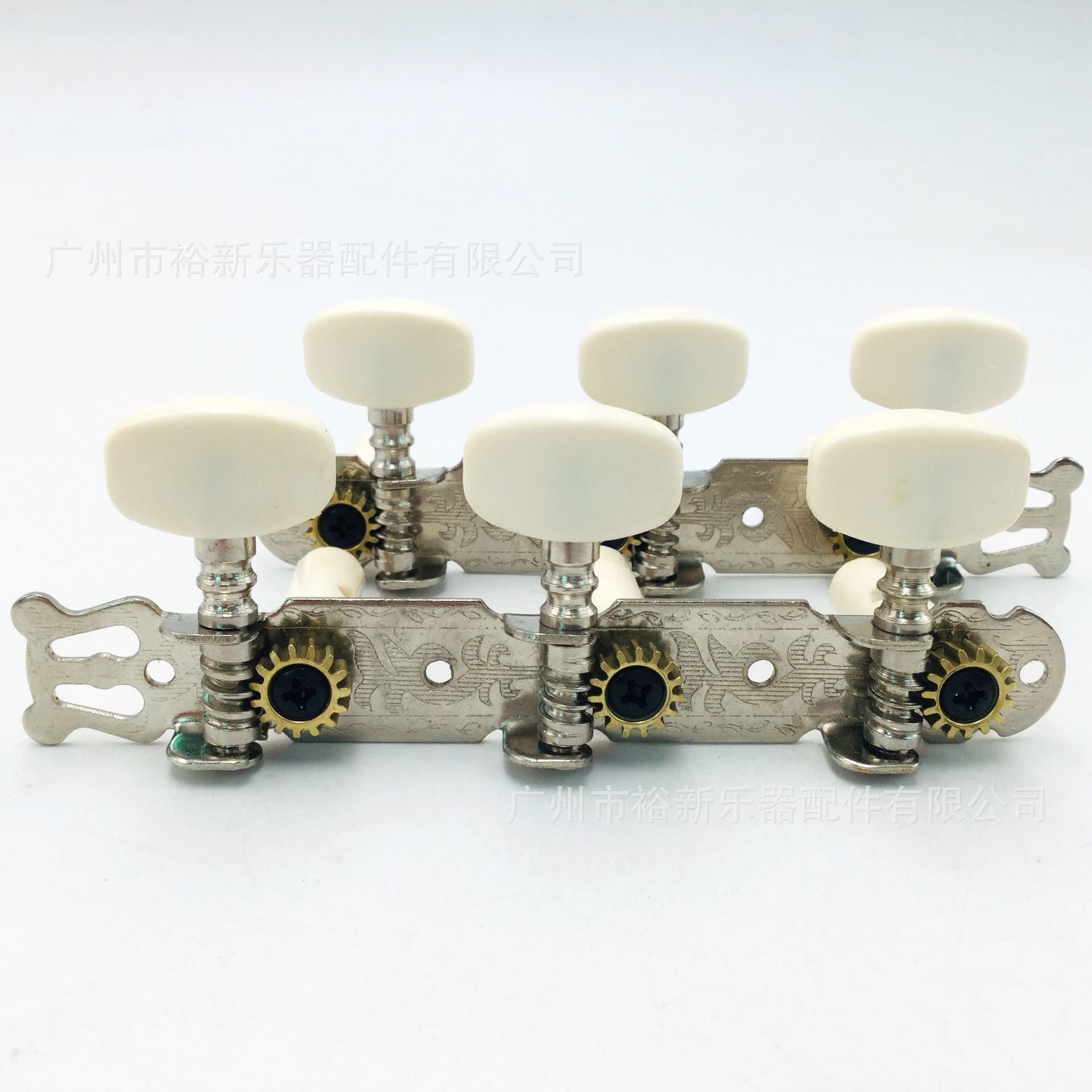 Chromed Three-Way Guitar Tuning Pegs ABS White Round Head Plastic Column String Classical Wood Guitar String Buttons