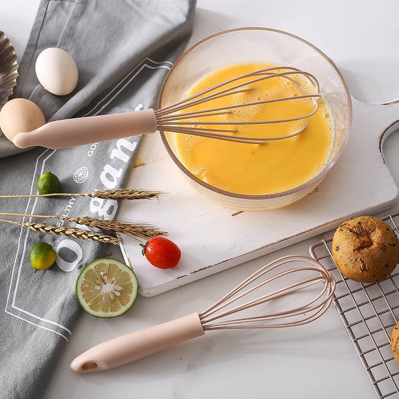 Silicone and Stainless Steel Whisk - Manual Handheld Egg Beater for Whipping Cream and Egg Foam at Home
