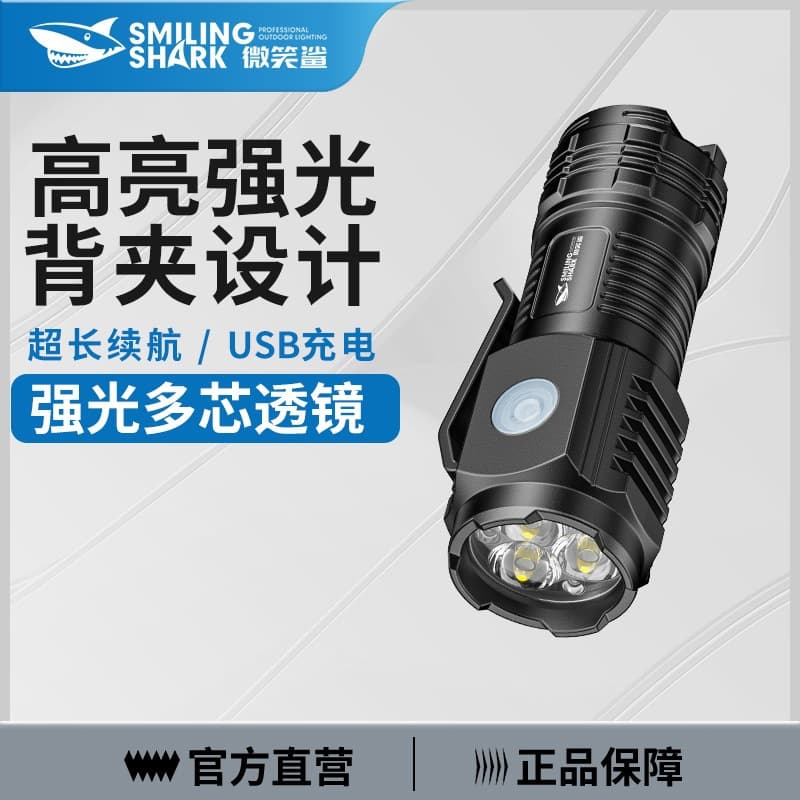 Outdoor Mini Flashlight Three-Level Adjustable Portable Fixed Focus Small Flashlight with Clip Design