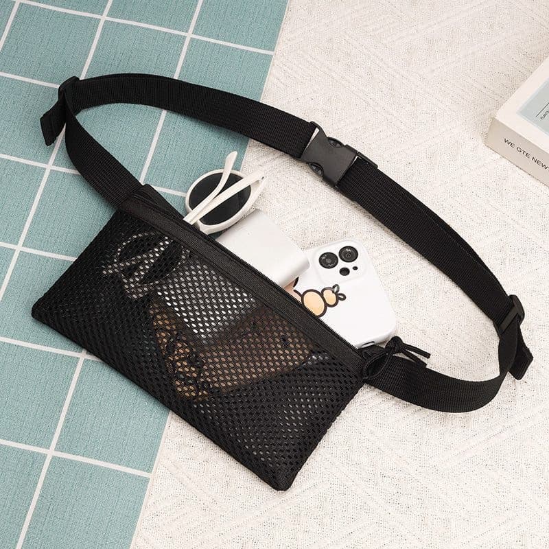 Belt bag mesh breathable shoulder bag hearing machine crossbody bag radio sports simple lightweight small shoulder bag mobile phone bag