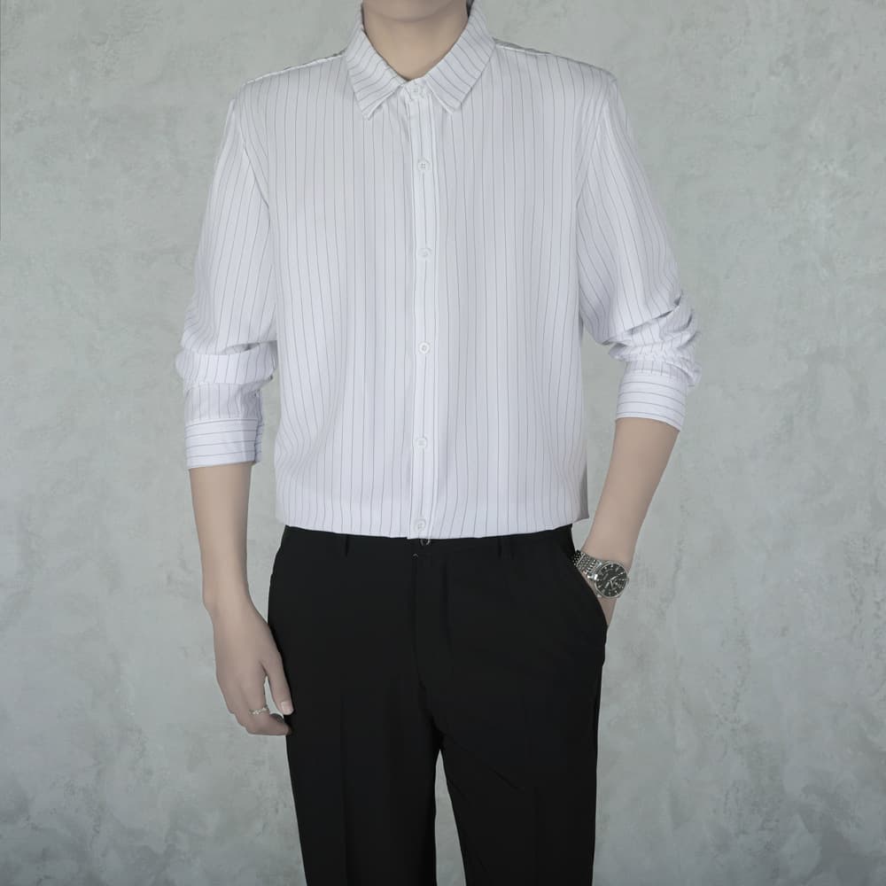 Striped Shirt for Men Premium Light Luxury Business Casual Spring Autumn New Wrinkle-Free Long Sleeve Dress Shirt