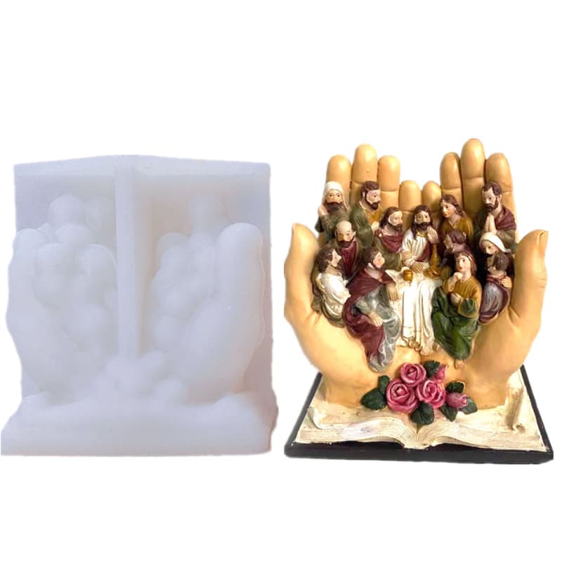 Cross Jesus Disciples Last Supper Aromatherapy Plaster Silicone Mold Family Resin Epoxy Ornament Candle Mold