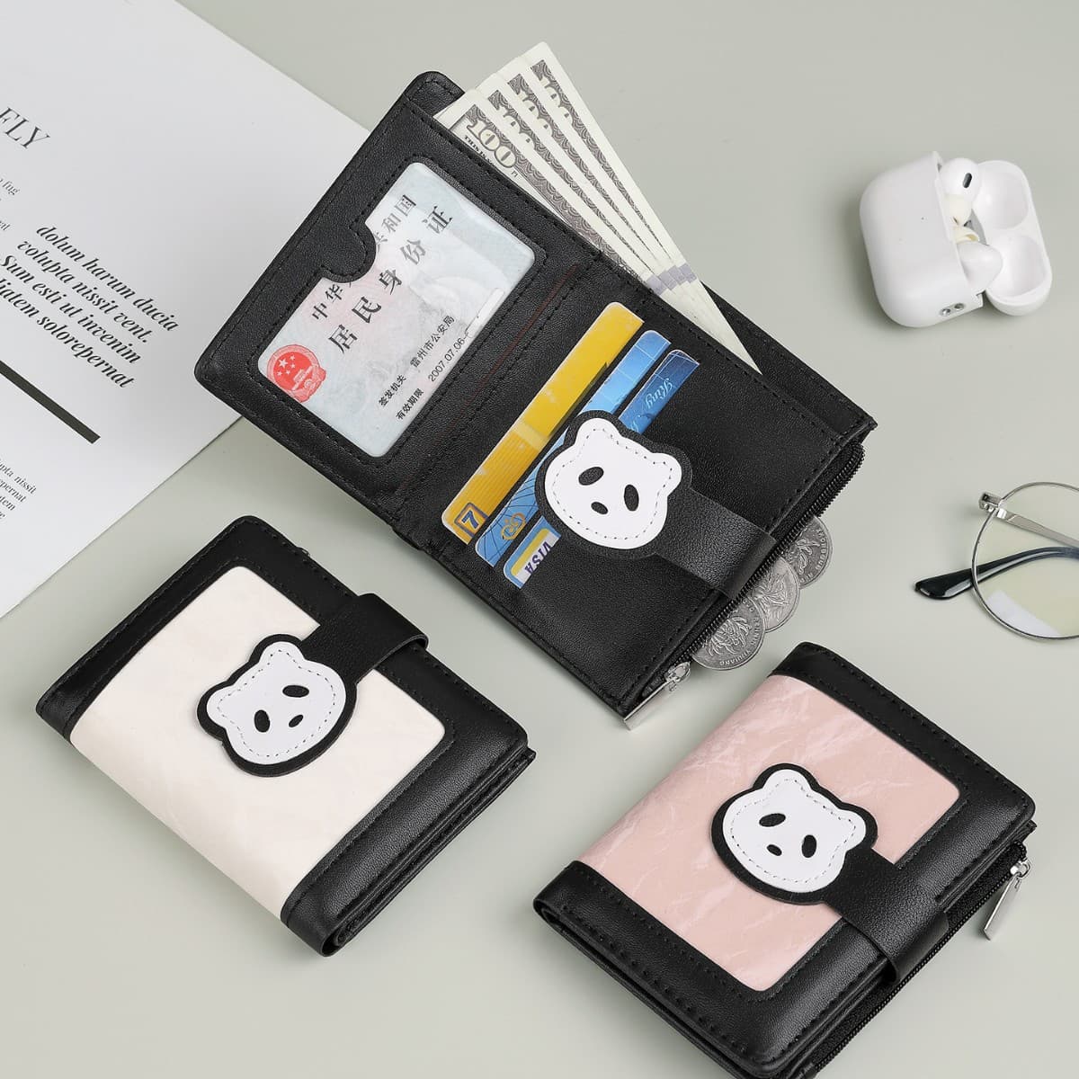 Cross-border fresh Korean style short women's wallet buckle pu leather solid color cute small wallet card holder clutch