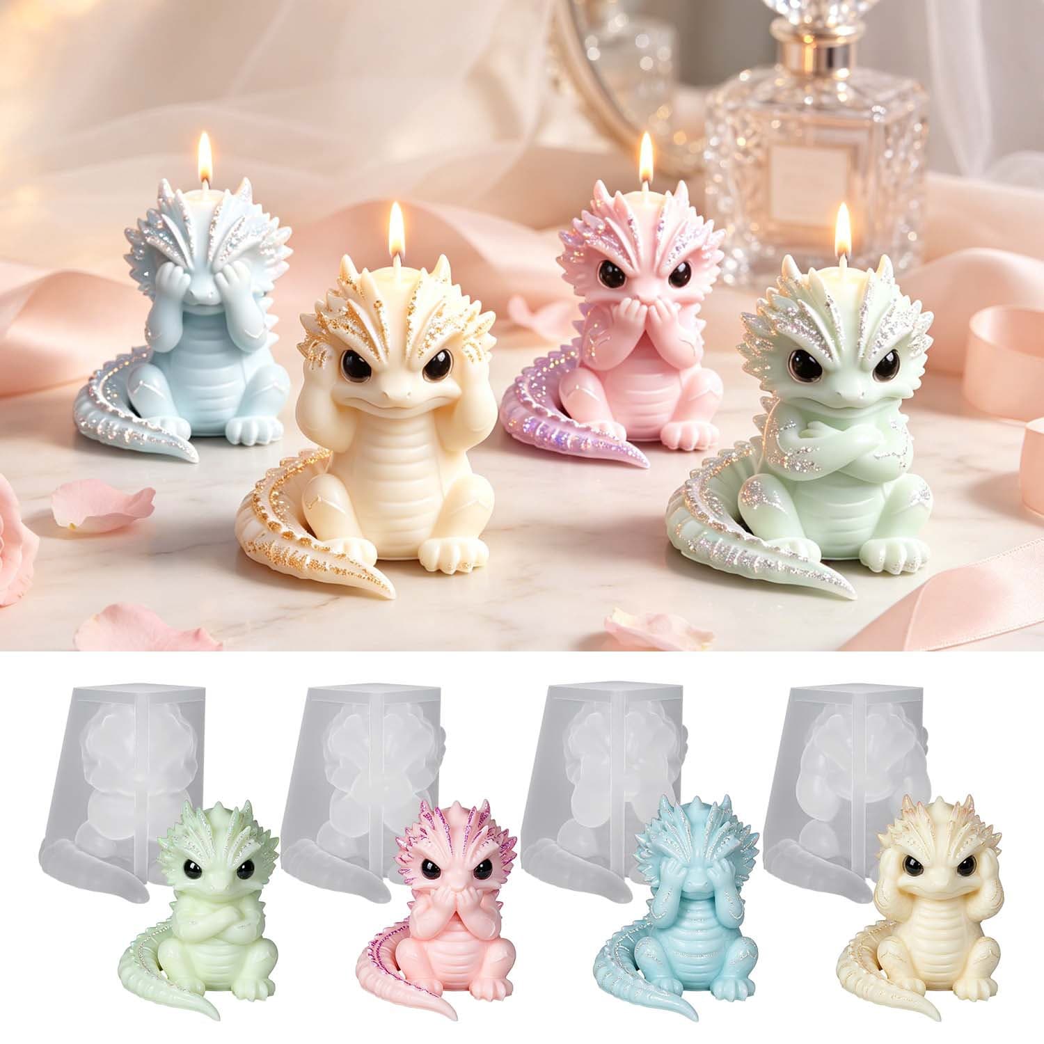 3D three-dimensional chest-hugging little dragon plaster candle glue mold handmade diy don't listen little dragon ornament silicone mold