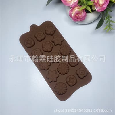 Silicone 15-Cavity Assorted Flower Shape Chocolate Mold, High Temperature Resistant Baking Supplies, Factory Wholesale, Home DIY Mold