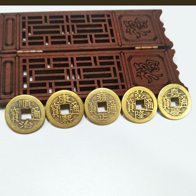 Real copper antique coins Five Emperor, Ten Emperor, 2.3cm 2.8cm brass Five Emperor Coins accessories for threshold pressure, factory wholesale