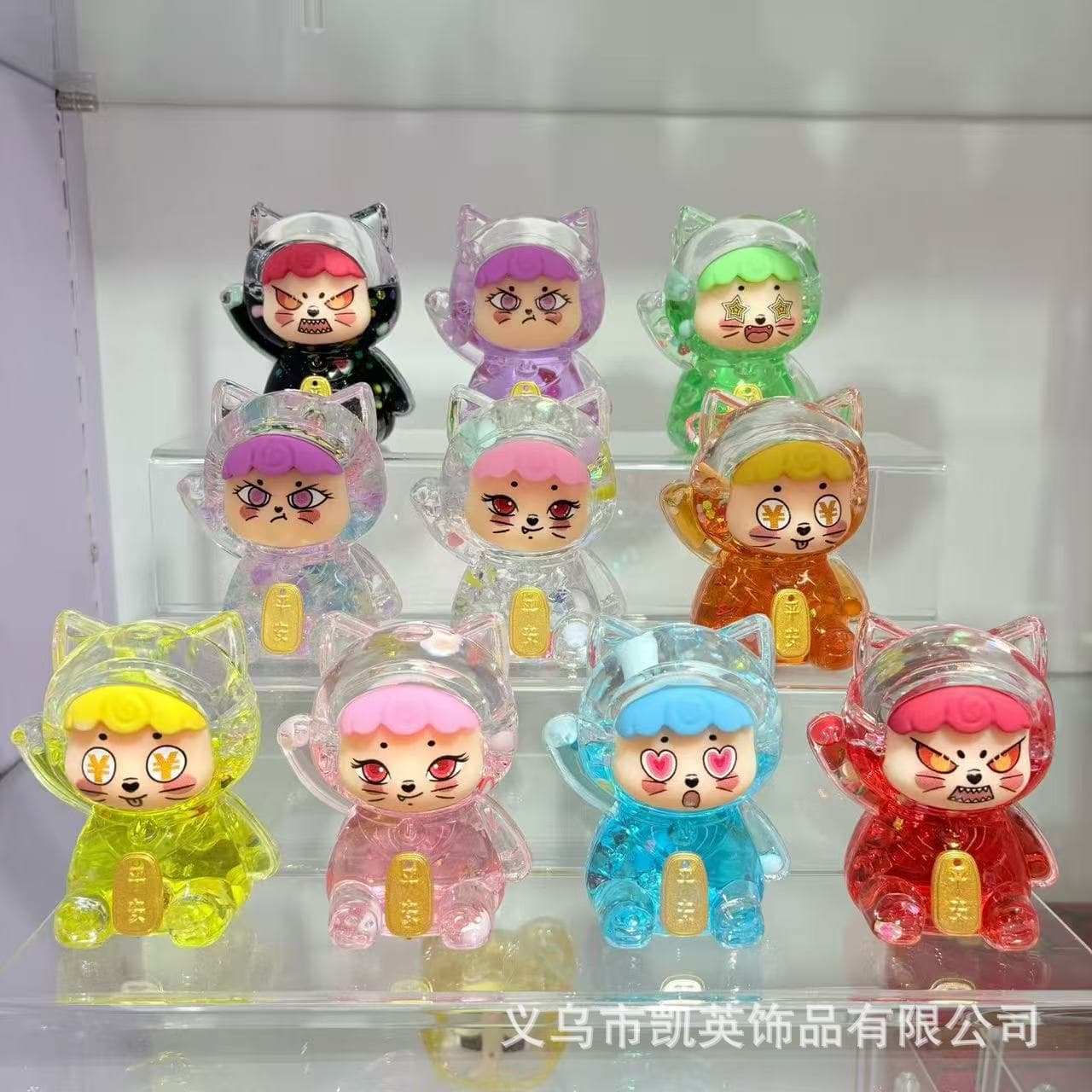 Viral TikTok Sand Art Oil-Filled Lucky Cat Creative Ornament Stand Desktop Decoration Night Market Stall Hot Selling Small Commodity Wholesale