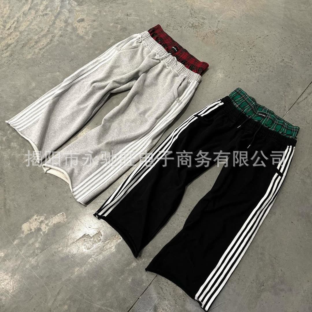 Simple Stripe Casual Pants Fashion Unisex Retro Harajuku Loose Straight-Leg High-Waist Baggy Hip-Hop Sports Pants
