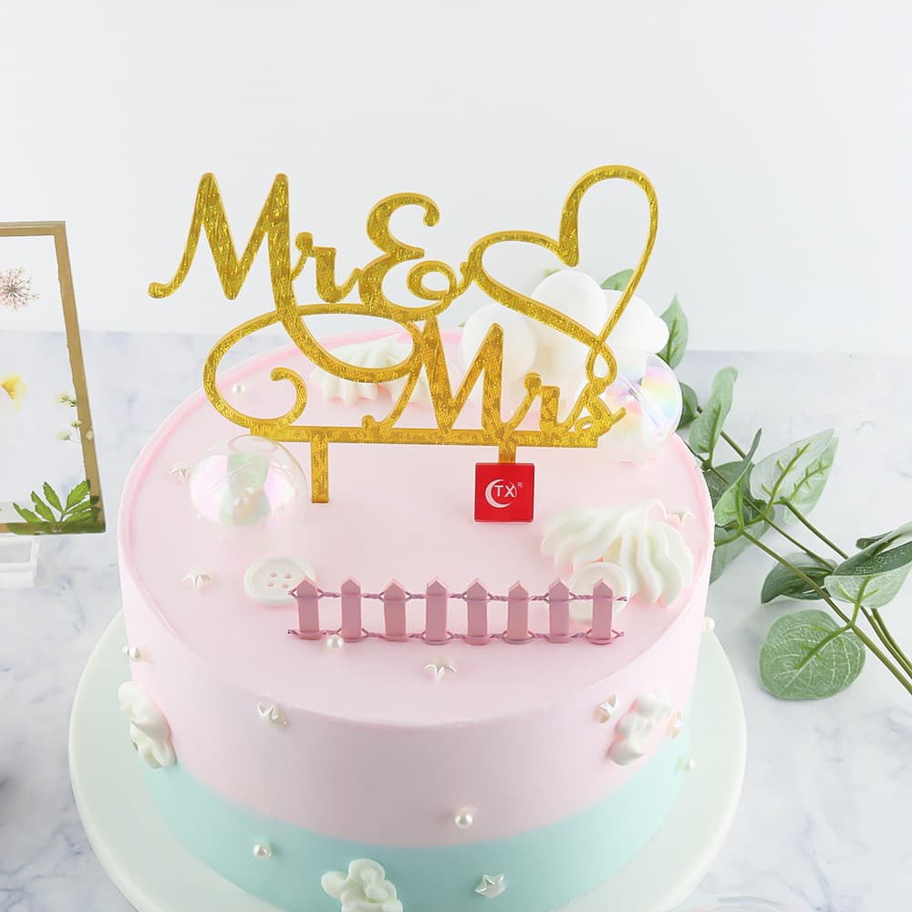MR&MRS cake inserts, acrylic wedding banquet cake decorations, party decoration supplies cake inserts