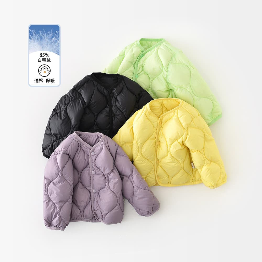 New winter down jacket for baby girls, lightweight white duck down, stylish winter coat for boys 50007