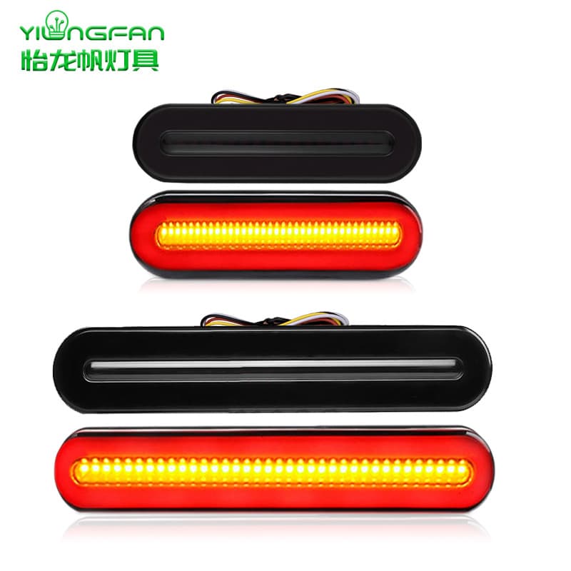 Third Generation 100LED Light Guide Cargo Truck Trailer RV Two-Color Running Water Steering Brake Tail Light RV Light Blackened Cover