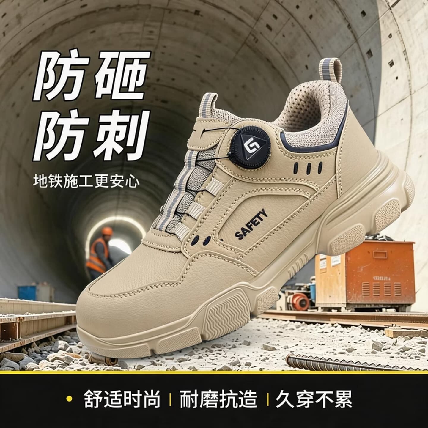 Fumeier Safety Shoes for Men, Steel Toe, Anti-Smash, Anti-Puncture, Subway Construction, Wear-Resistant Work Shoes [Lightweight]
