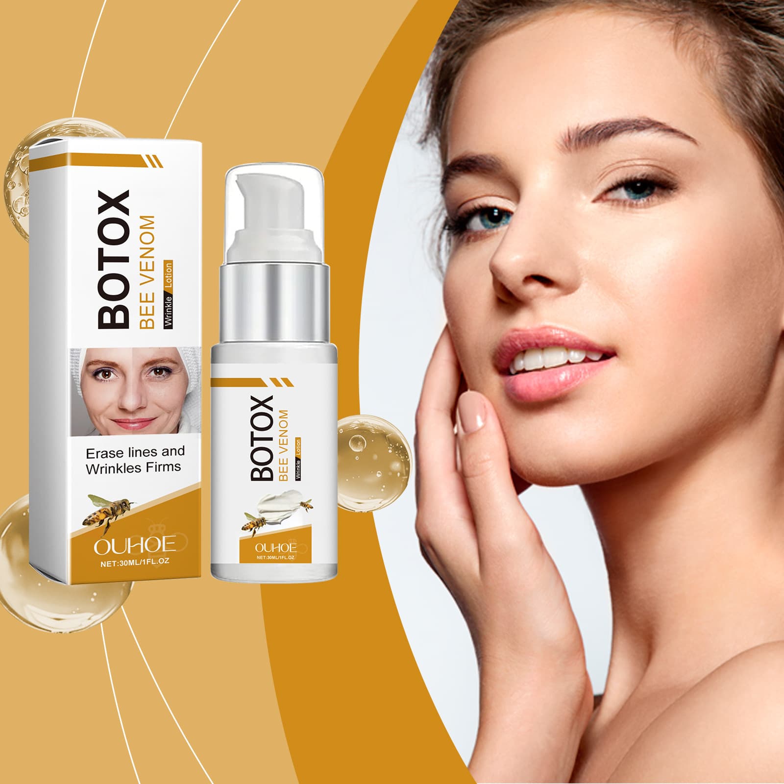 OUHOE Bee Venom Face Lotion - Hydrating, Moisturizing, Radiant Skin, Reduces Fine Lines