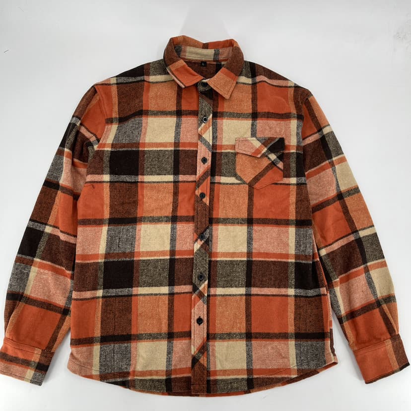 Custom-made 2026 Autumn New Men's Shirt, European and American Style, Brushed Plaid Long-Sleeve Shirt, Flannel Plaid Double Pocket