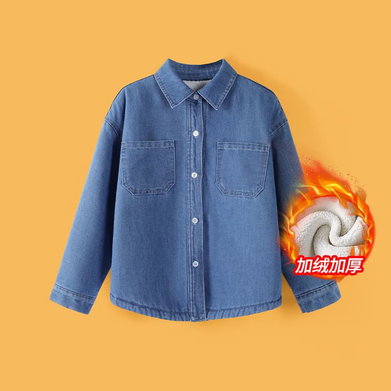 Girls' denim shirt 2025 spring/summer new Korean casual unisex lapel top children versatile jacket trendy