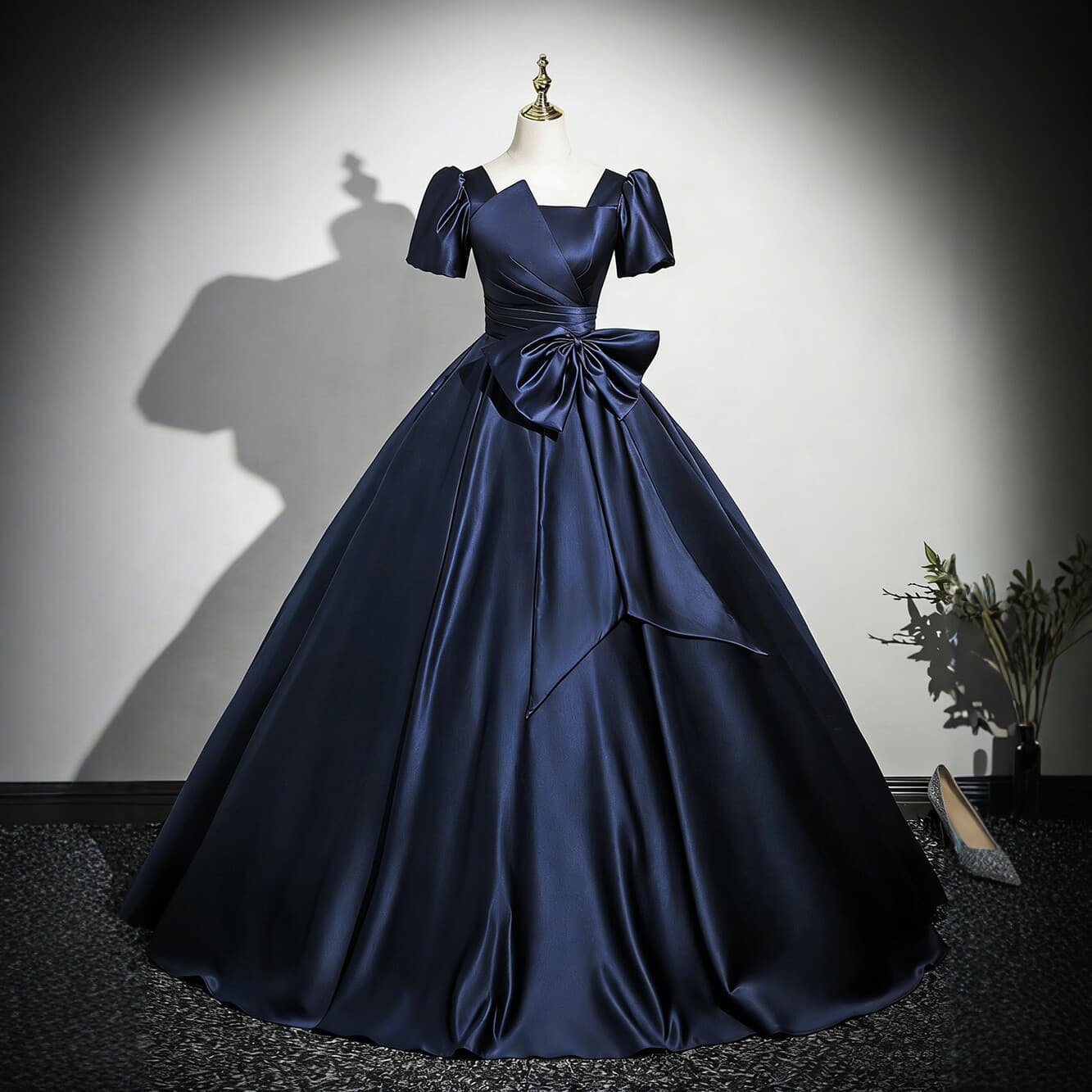 Black Satin Art Exam Vocal Evening Dress Women 2026 New Adult Bel Canto Solo Puffy Skirt Hostess Gown