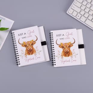 Cross-border A5 Cartoon Highland Cow Spiral Notebook Creative Animal Colorful Student Lined Notebook Custom Logo