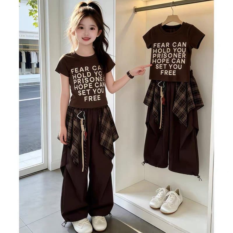 Children's clothing, girls' summer suit, big children's short-sleeved T-shirt vest top overalls student sportswear two-piece set