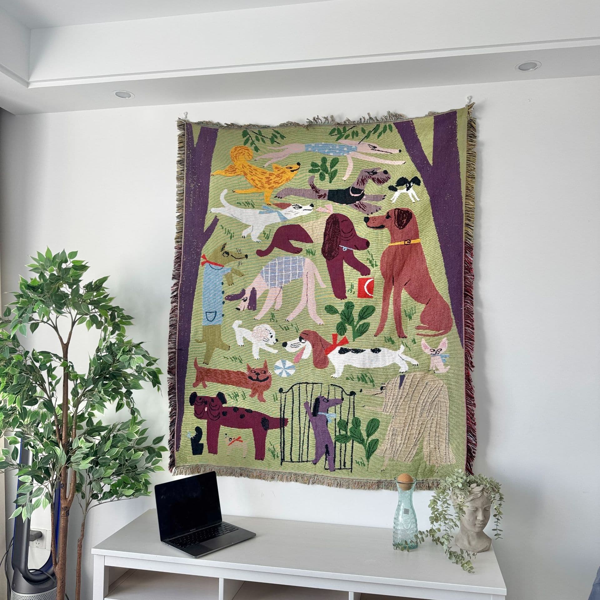 Bedroom Decor Tapestry Blanket Throw Blanket Dog Happy Zone Dog Paradise