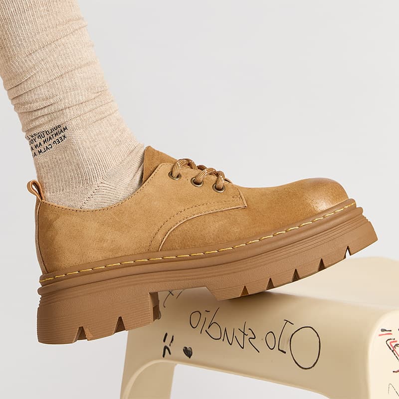 9361 Three-Eye Low-Top Platform Inner Height Increasing Japanese JK Uniform Shoes School Style British Lace-Up 1461 Leather Shoes Women