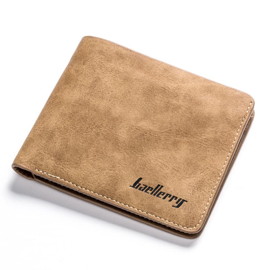 Baellerry Men's Wallet Slim Short Style Leather Bifold Urban Simple Pure Color Daily Match Wear Resistant Multi-Card Slot Wallet