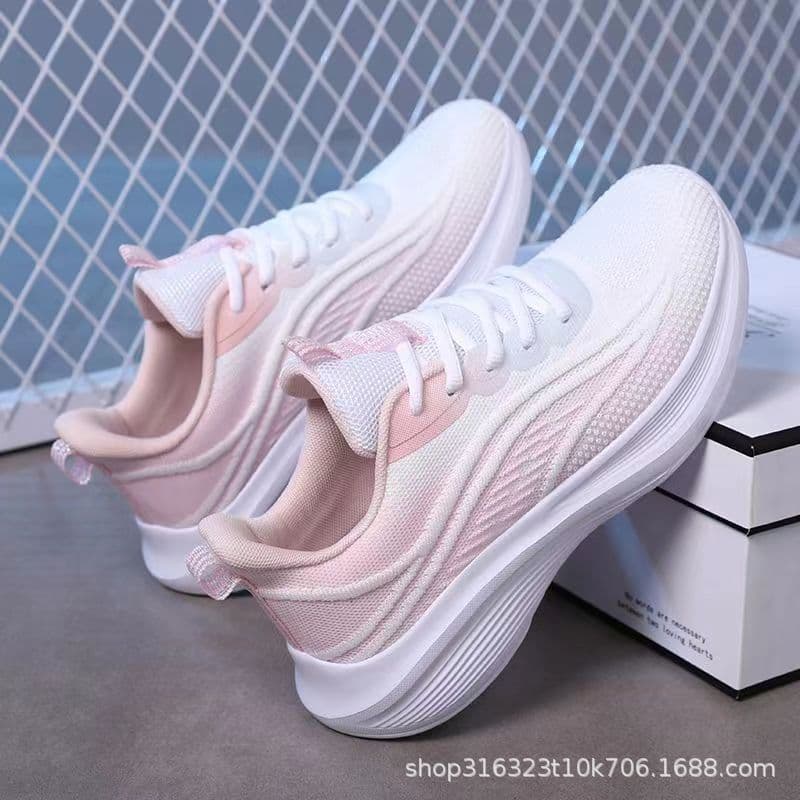 2025 Spring New Flyknit Sports Shoes for Women, Ultra-Light Mesh Breathable Versatile Anti-Slip Cushioned Sole Running Shoes
