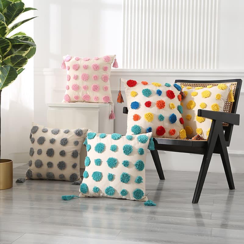 Vintage Nordic Ins Bohemian Homestay Style Light Luxury Tufted Cushion Pillowcase Sofa Backrest Tassel Pillowcase