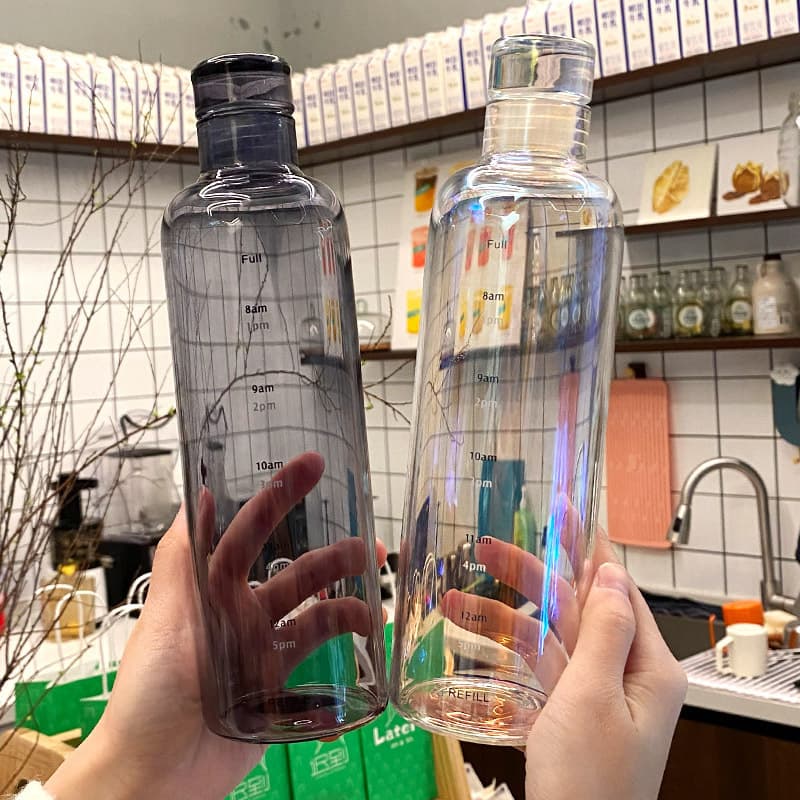 2025 New Trendy Student Time Scale Cup, Ins Simple Plastic Water Bottle, High Appearance, Viral