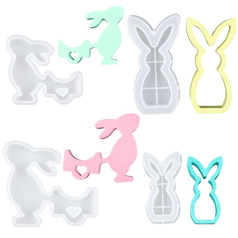 DIY Easter Theme Bunny Candle Holder Indoor Decoration Making Silicone Mold