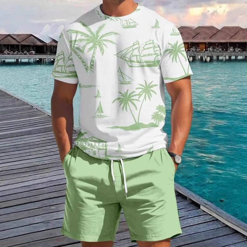 2025 new cross-border European and American fashion T-shirt shorts letter printing summer street loose casual hip-hop suit