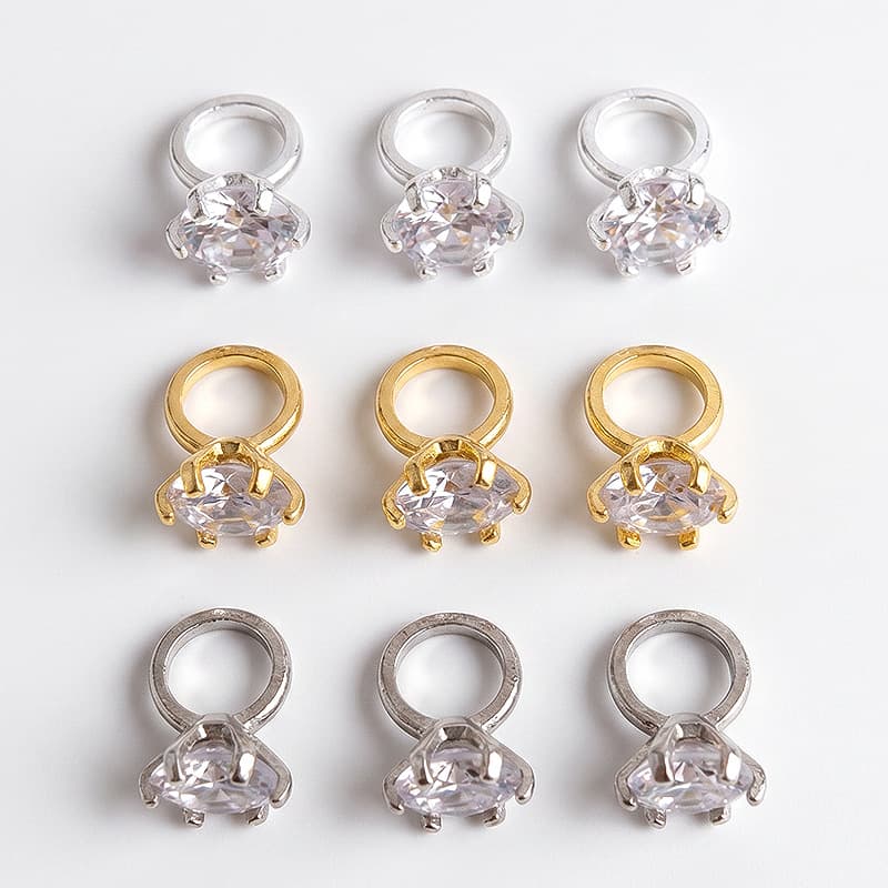 Wholesale cross-border hot selling manicure zircon large diamond ring wearable nail tip diamond light luxury exquisite ring nail jewelry
