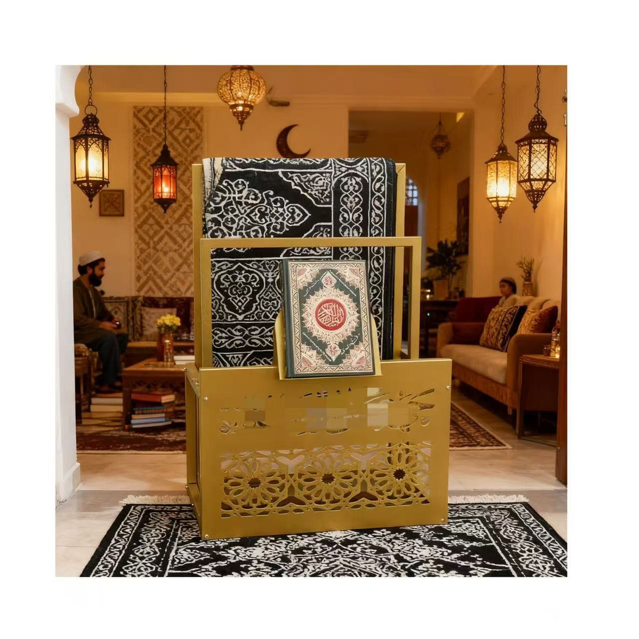 Cross-border Hot-selling Middle East Bookshelf, Carpet Towel Storage Rack, Iron Art Carved Pattern Craft Prayer Stand