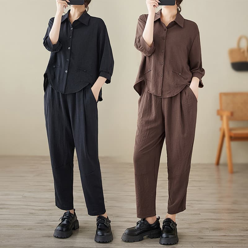 In-stock 2024 Summer Plus Size Loose Set for Women, Fashionable, Elegant, Simple, Slimming Two-Piece Set