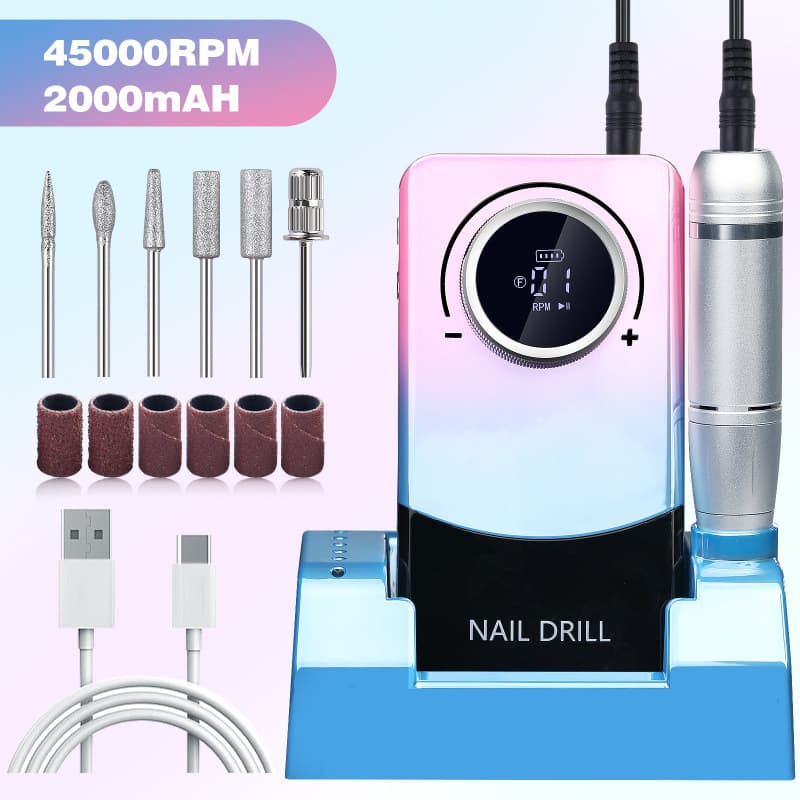 New Cross-Border Professional Nail Drill V2 45000 RPM Rechargeable Portable Electric Nail File Manicure Tool