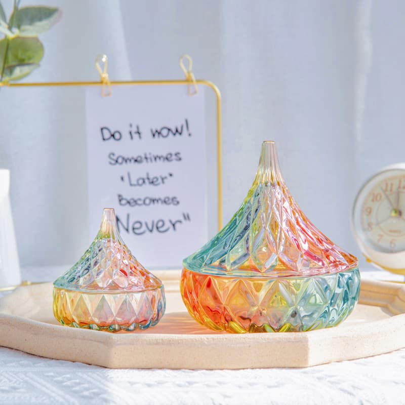 Wenpai Export Style European and American Diamond Teardrop Glass Candy Jar, Earring, Bracelet, Hair Tie, Hair Clip Jewelry Storage