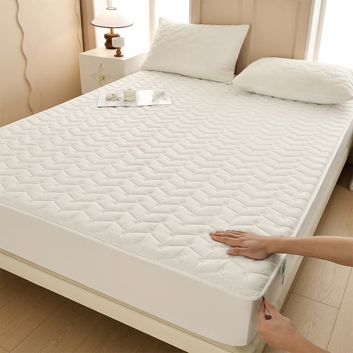 2025 New Brushed Cotton Quilted Waterproof Fitted Sheet, Breathable Mattress Protector, Cross-Border Fitted Sheet